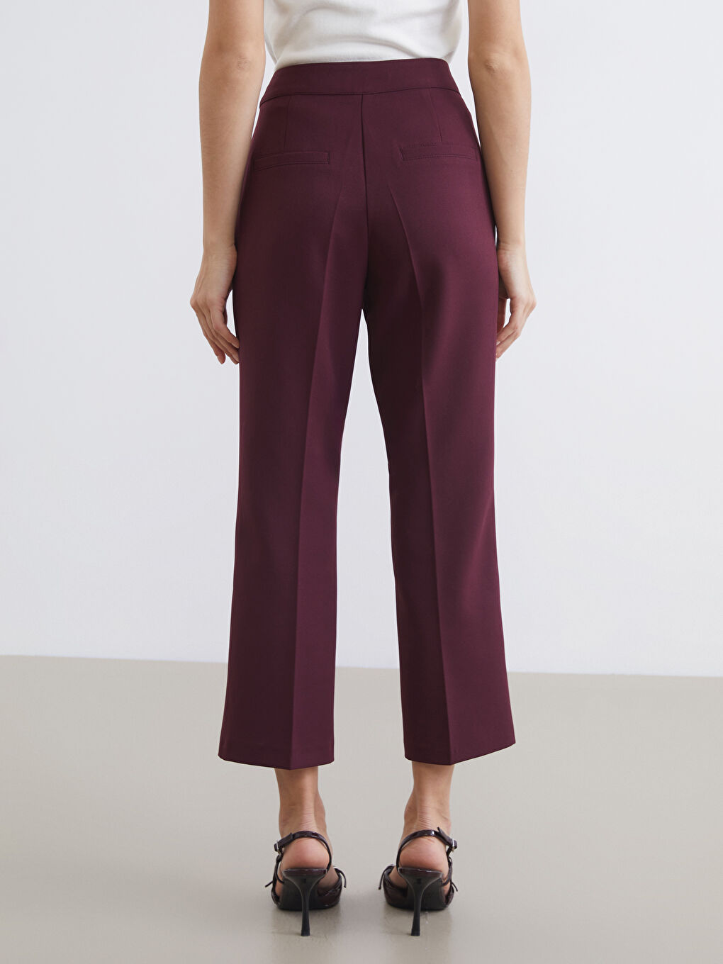 Bordo Dar Fit Kadın Pantolon-6