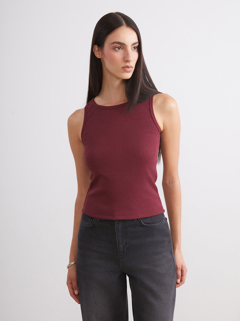 Bordo Bisiklet Yaka Kadın Atlet 2'li-1