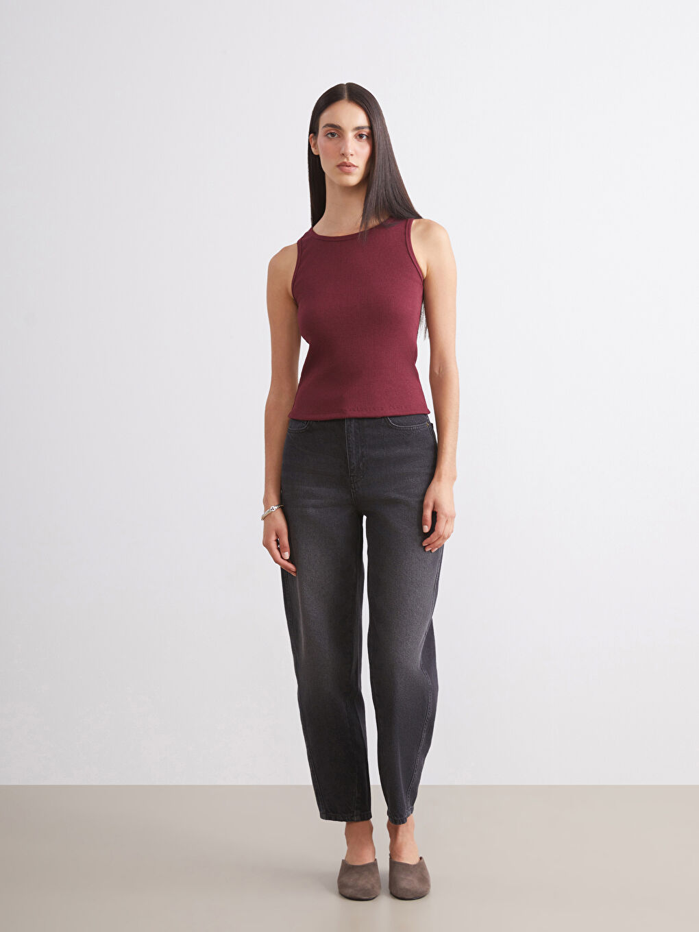 Bordo Bisiklet Yaka Kadın Atlet 2'li-3