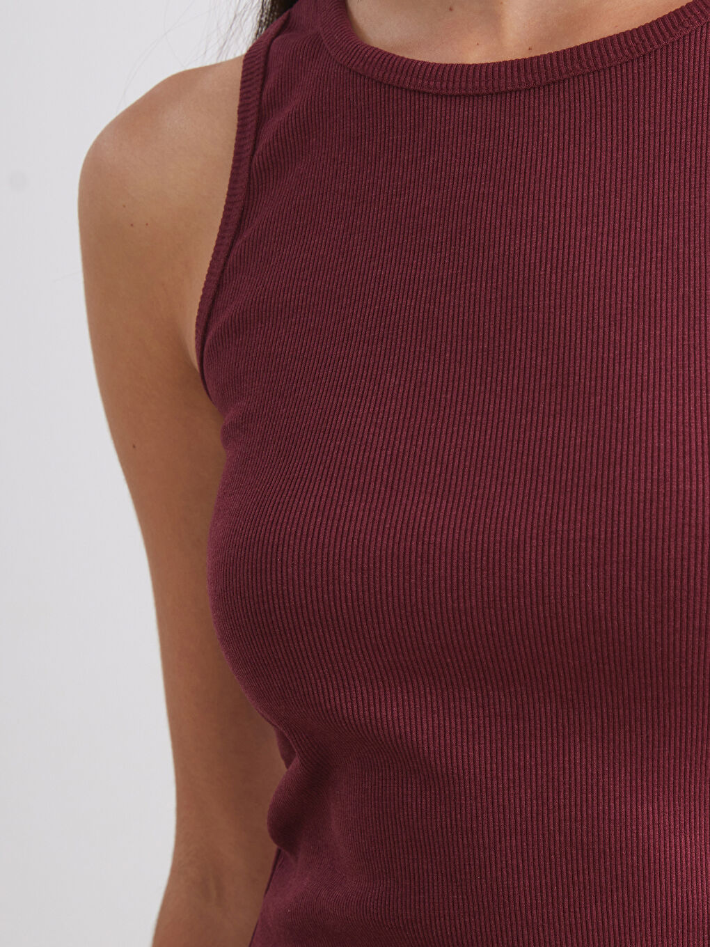 Bordo Bisiklet Yaka Kadın Atlet 2'li-4