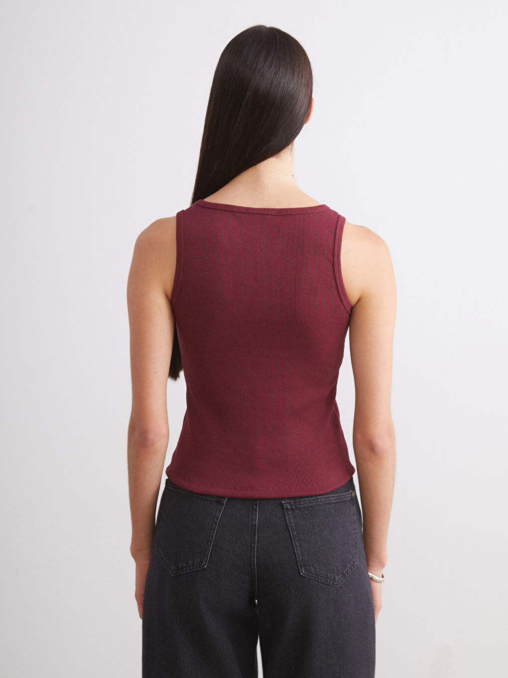 Bordo Bisiklet Yaka Kadın Atlet 2'li-6