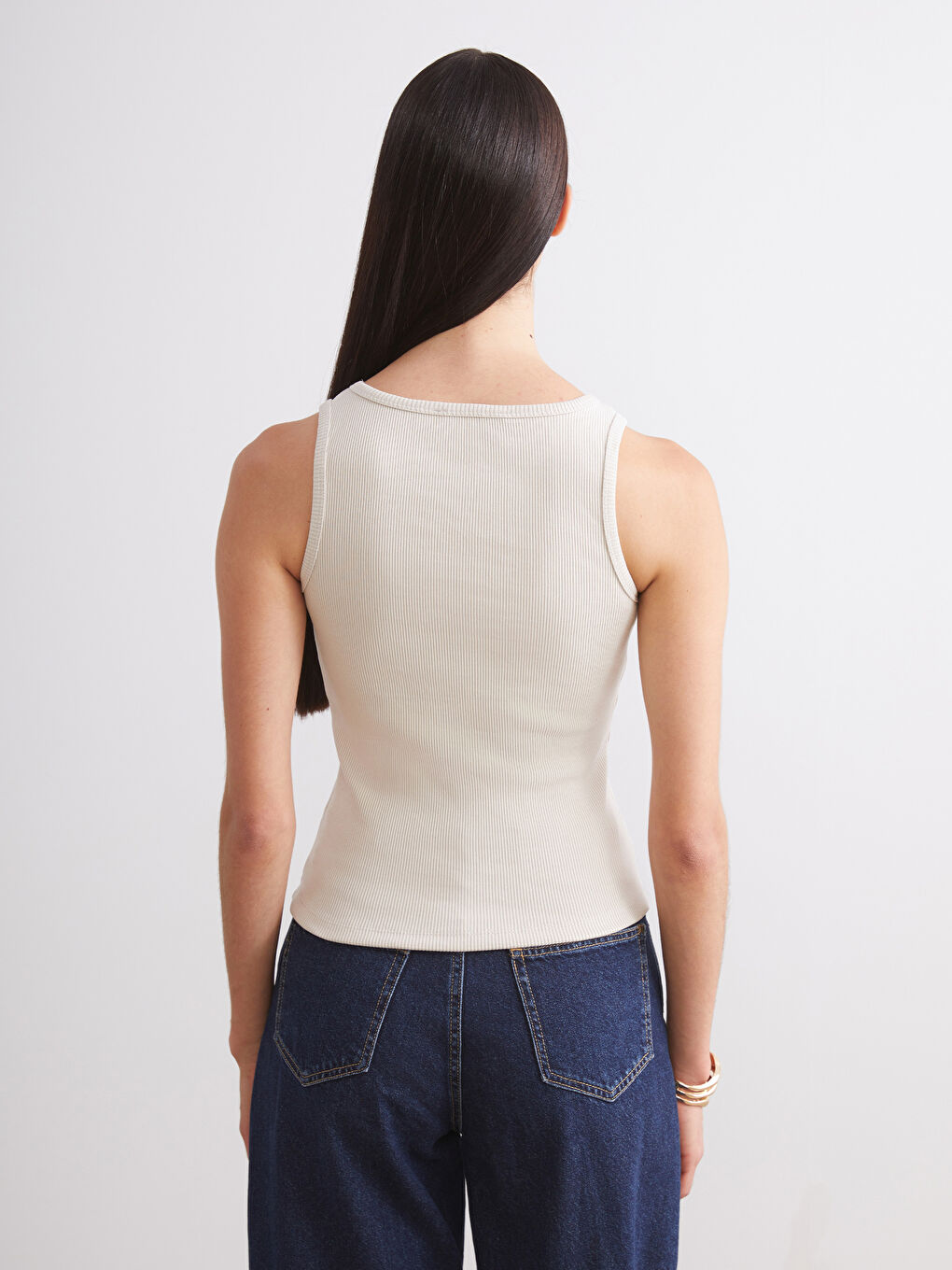 Bej Bisiklet Yaka Kadın Atlet 2'li-6