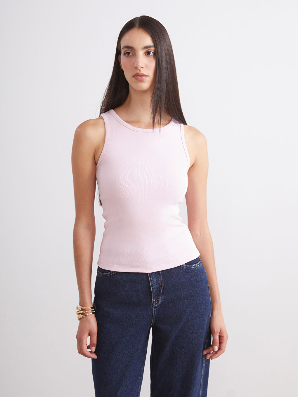 Pembe Bisiklet Yaka Kadın Atlet 2'li-2