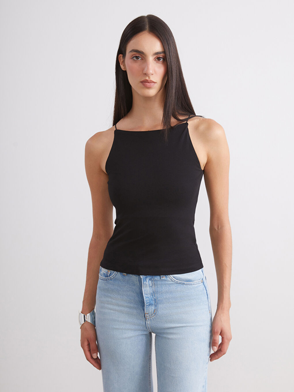 Siyah Halter Yaka Askılı Kadın Atlet 2'li-2