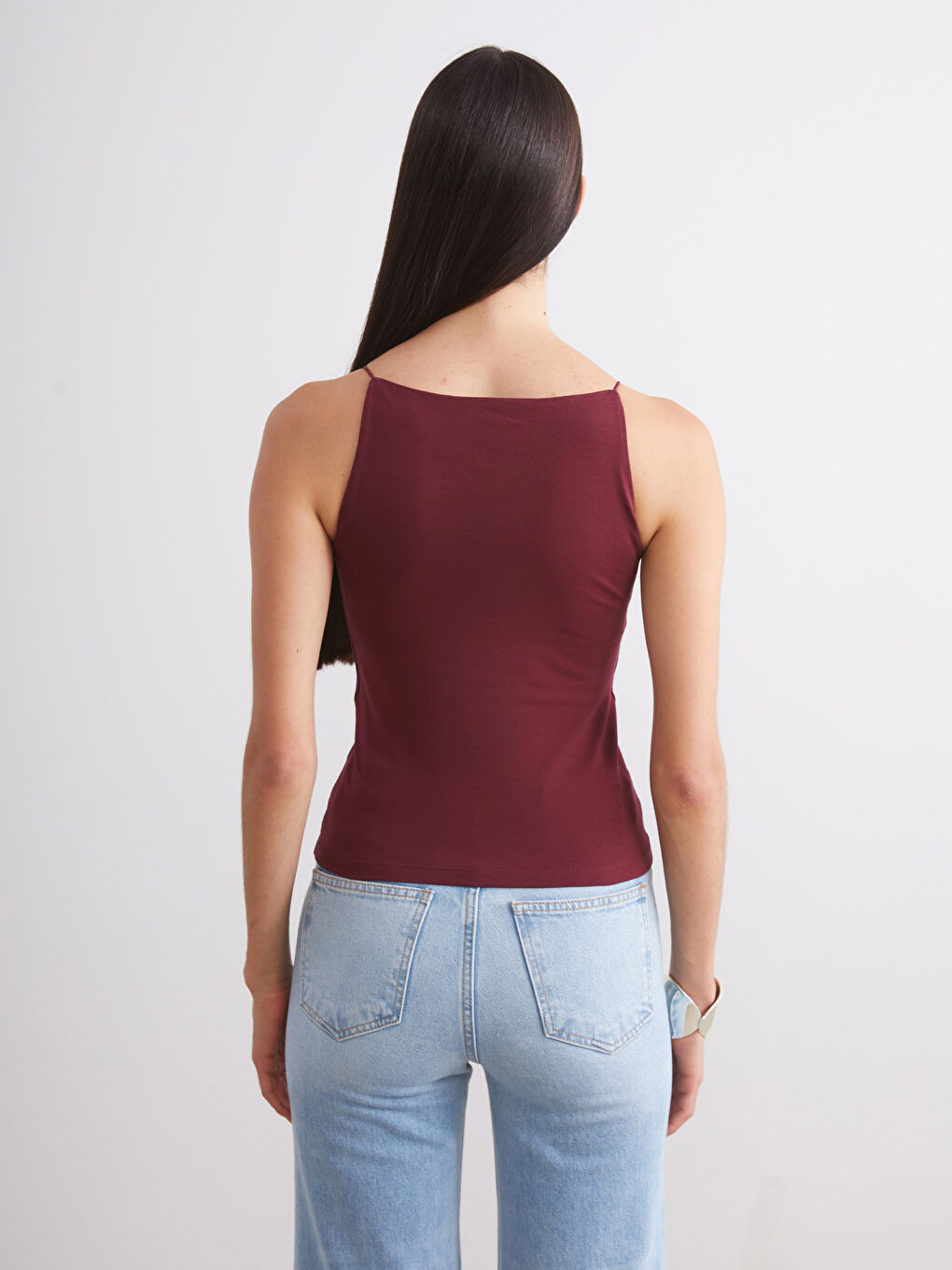 Bordo Halter Yaka Askılı Kadın Atlet 2'li-6