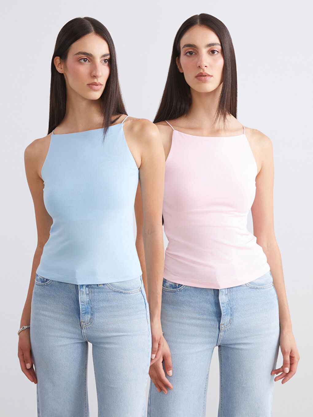 Pembe Halter Yaka Askılı Kadın Atlet 2'li