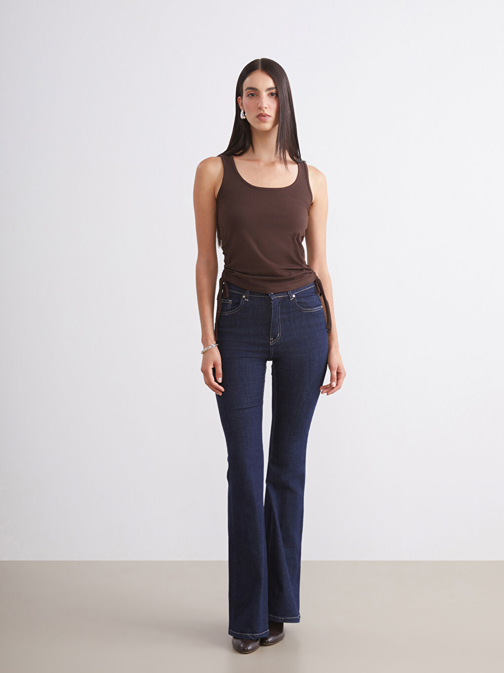 Bordo Kare Yaka Büzgülü Kadın Atlet 2'li-3