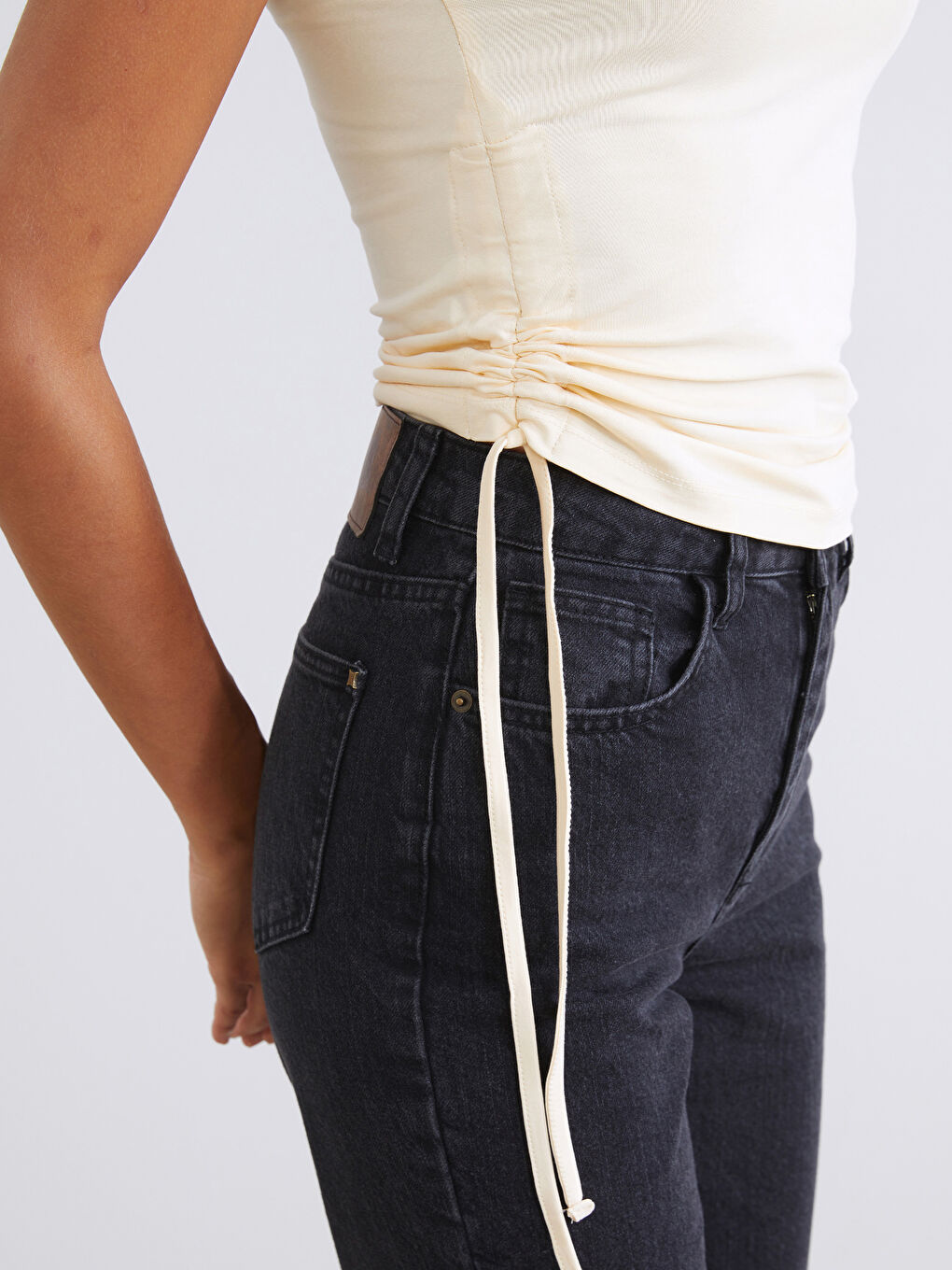 Sarı Kare Yaka Büzgülü Kadın Atlet 2'li-5