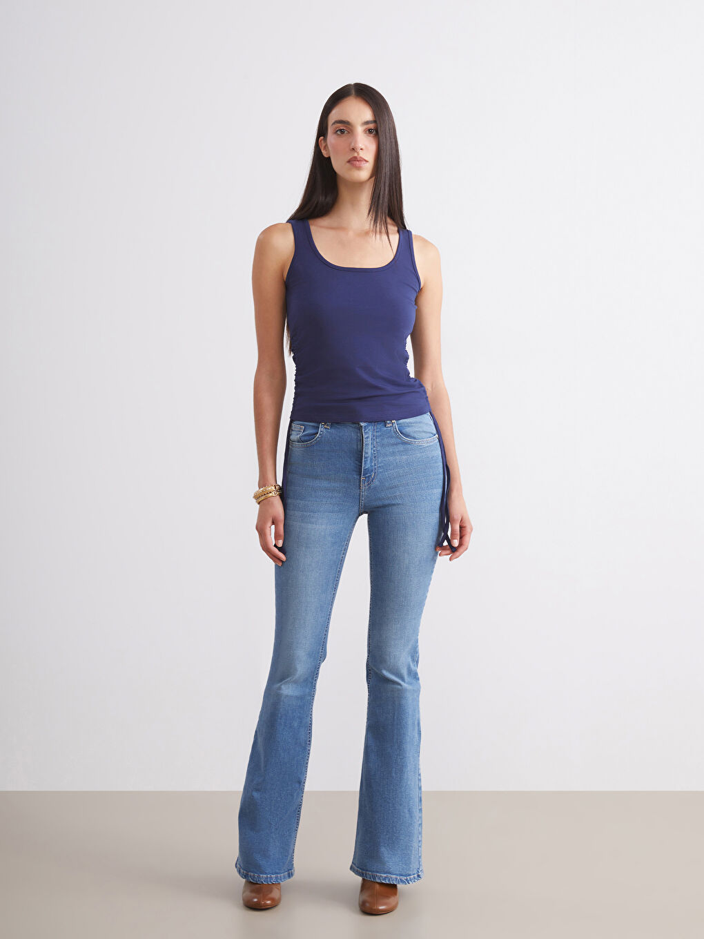 Pembe Kare Yaka Büzgülü Kadın Atlet 2'li-3