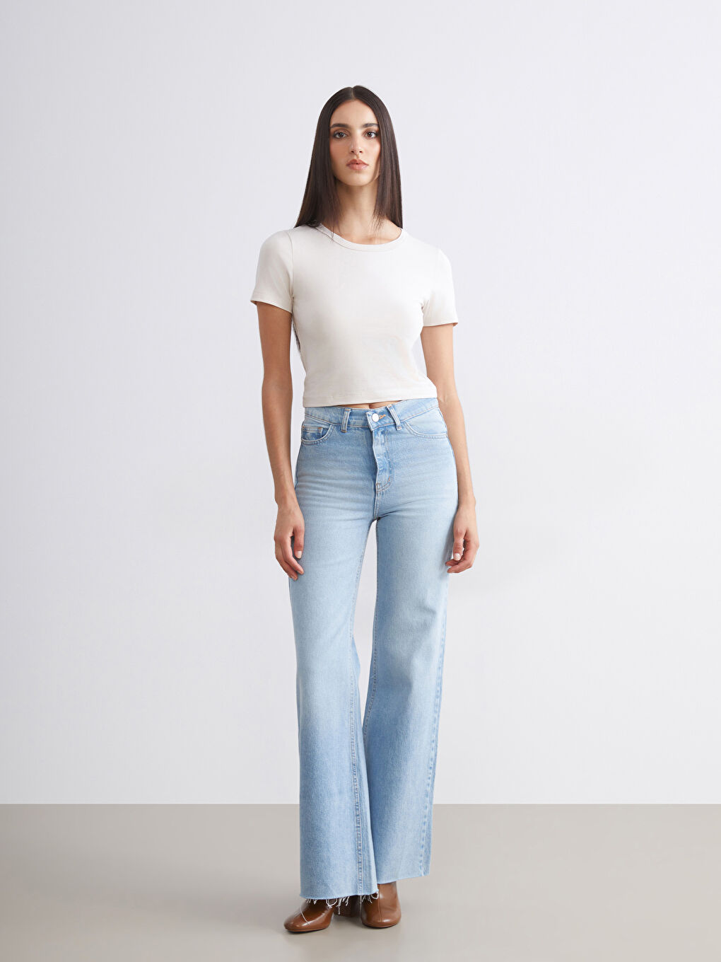 Haki Bisiklet Yaka Kadın Crop 2'li-3