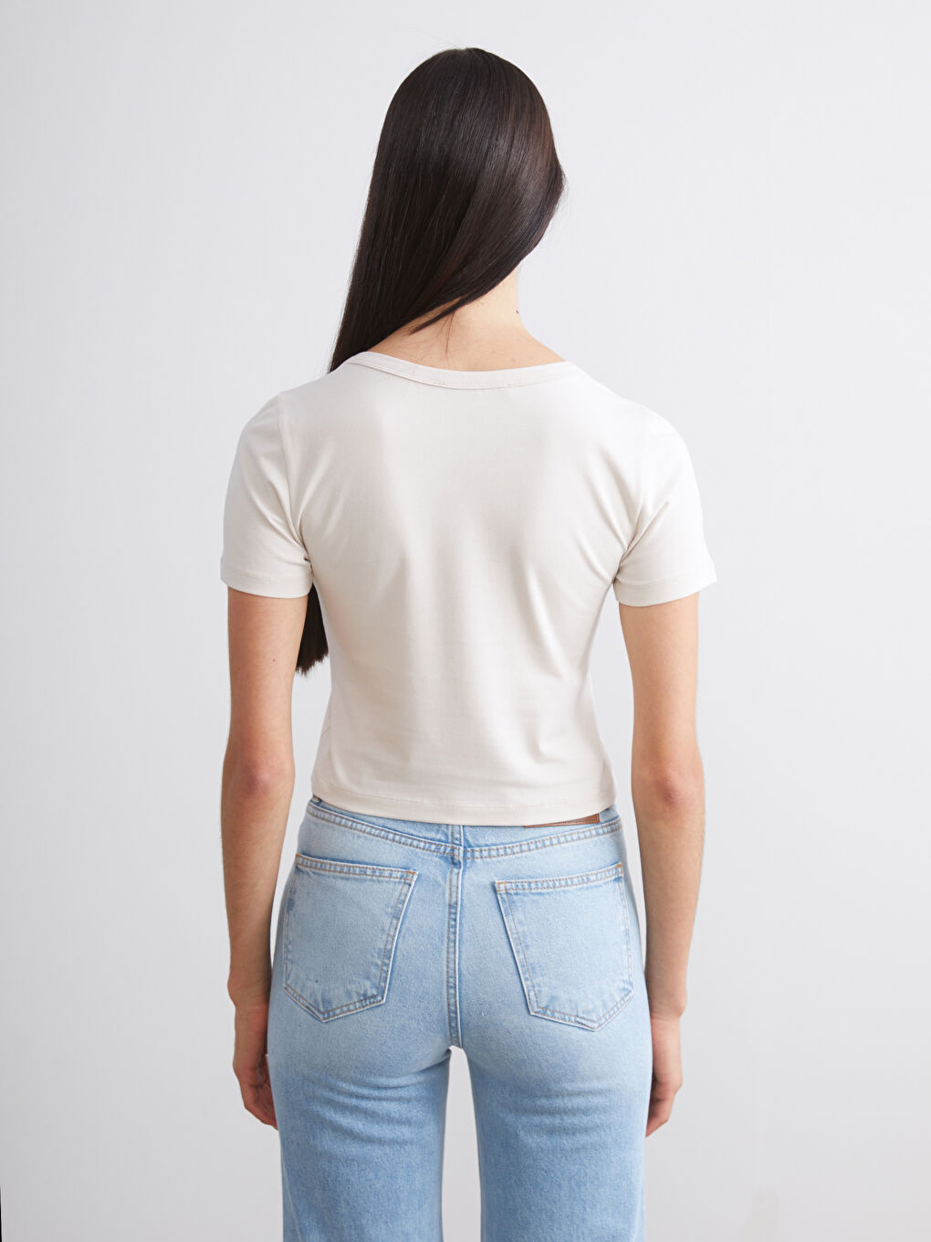 Haki Bisiklet Yaka Kadın Crop 2'li-6