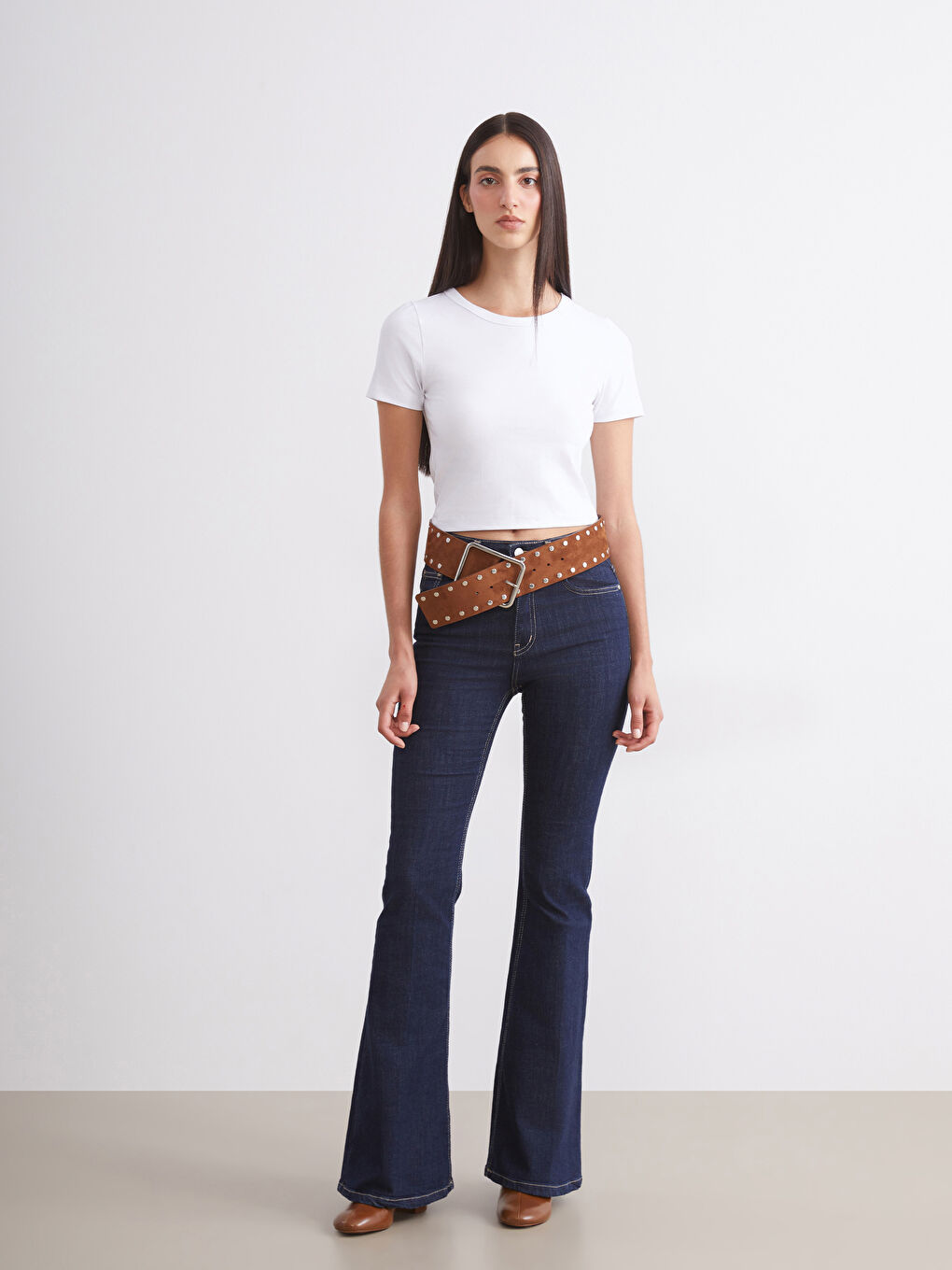 Siyah Bisiklet Yaka Kadın Crop 2'li-3