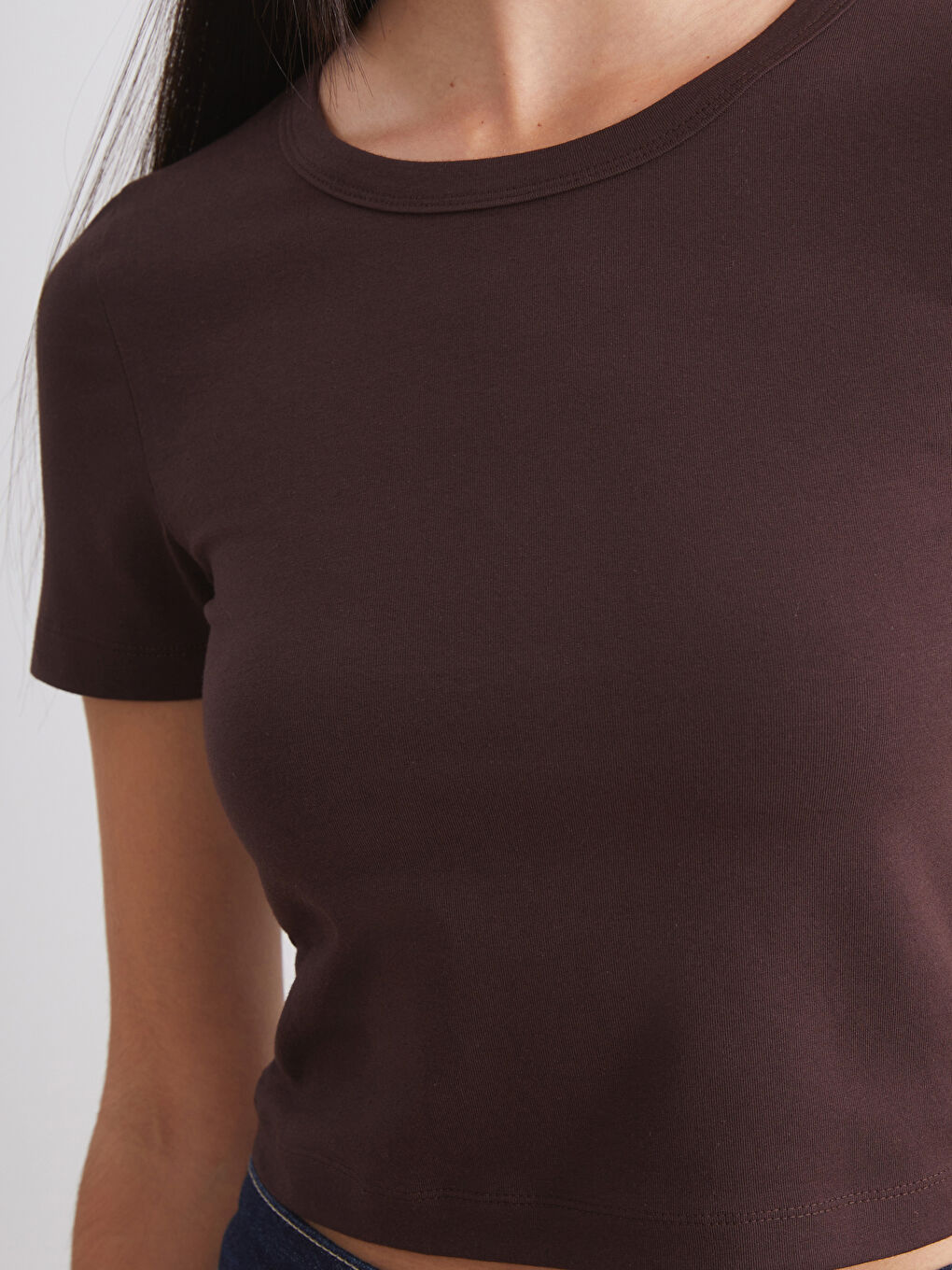 Bordo Bisiklet Yaka Kadın Crop 2'li-5