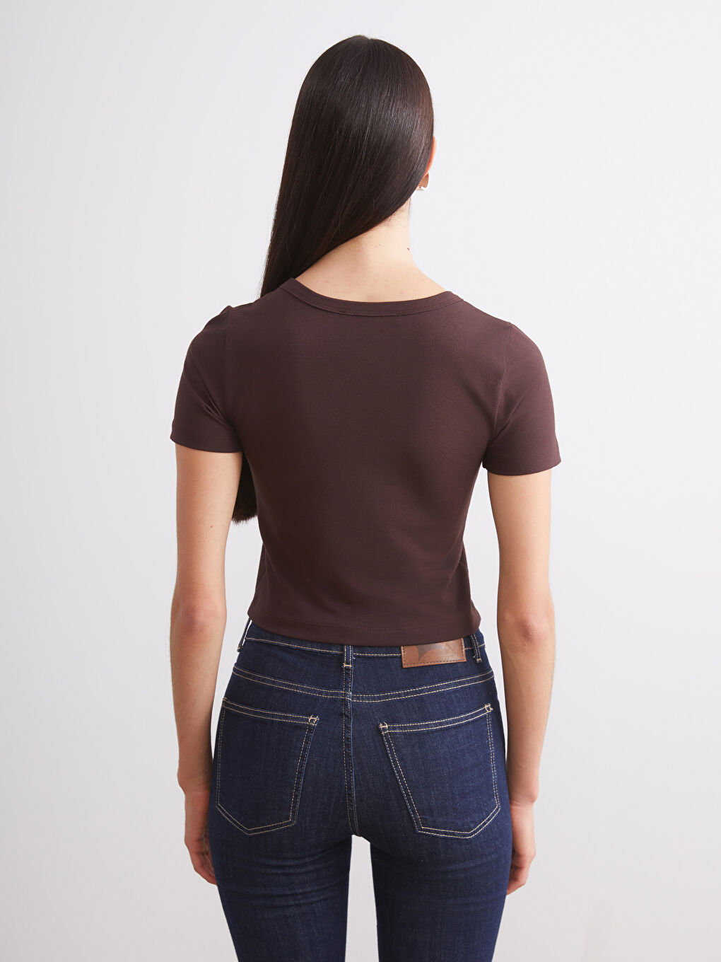 Bordo Bisiklet Yaka Kadın Crop 2'li-7