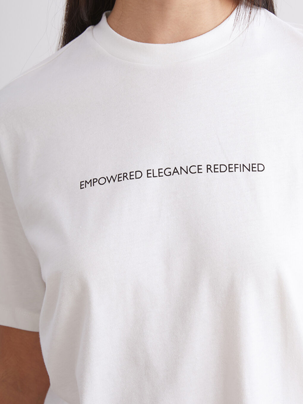 Siyah Bisiklet Yaka Baskılı Oversize Kadın Tişört 2'li-5