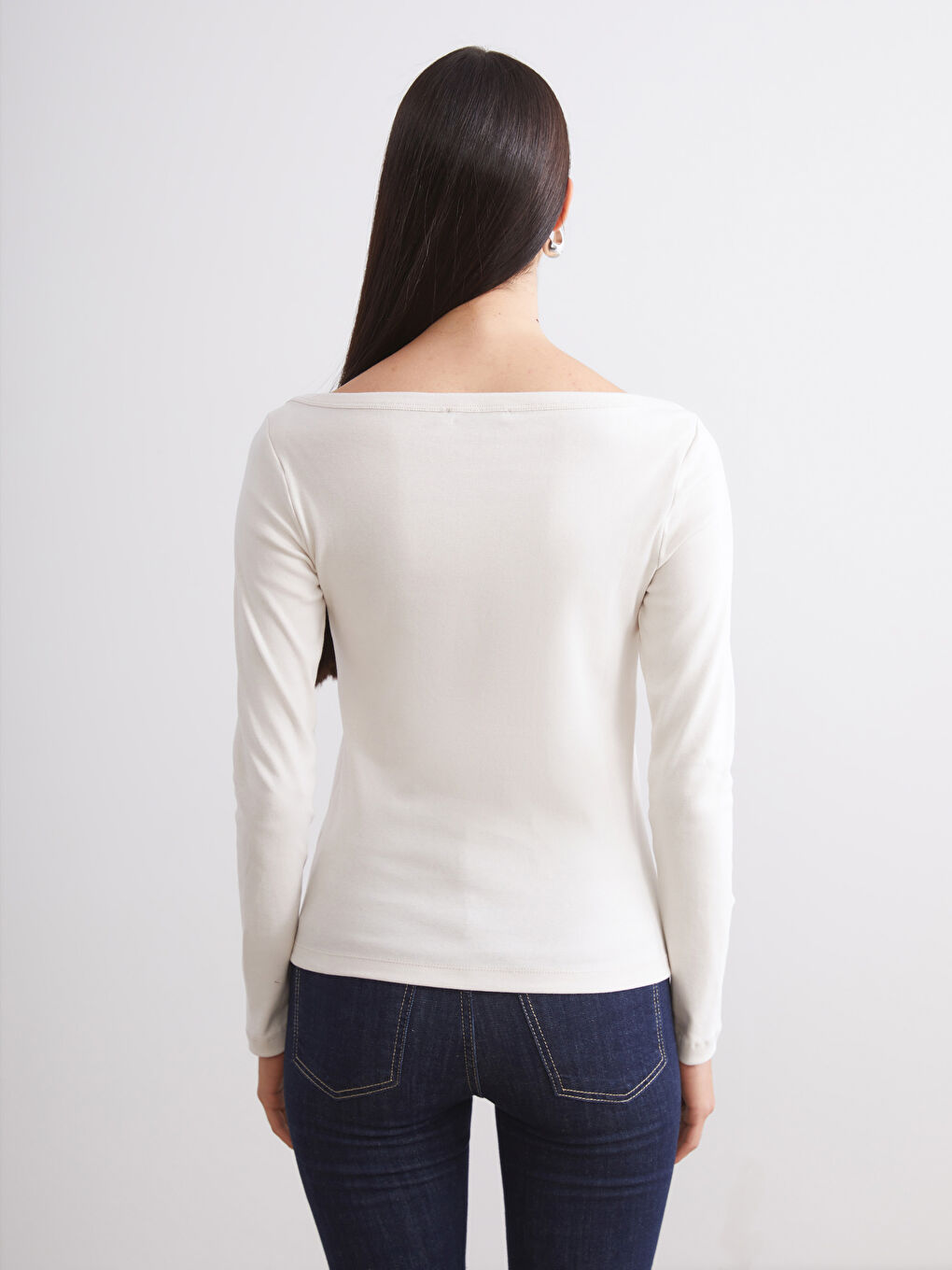 Bej Kayık Yaka Kadın Body 2'li-6