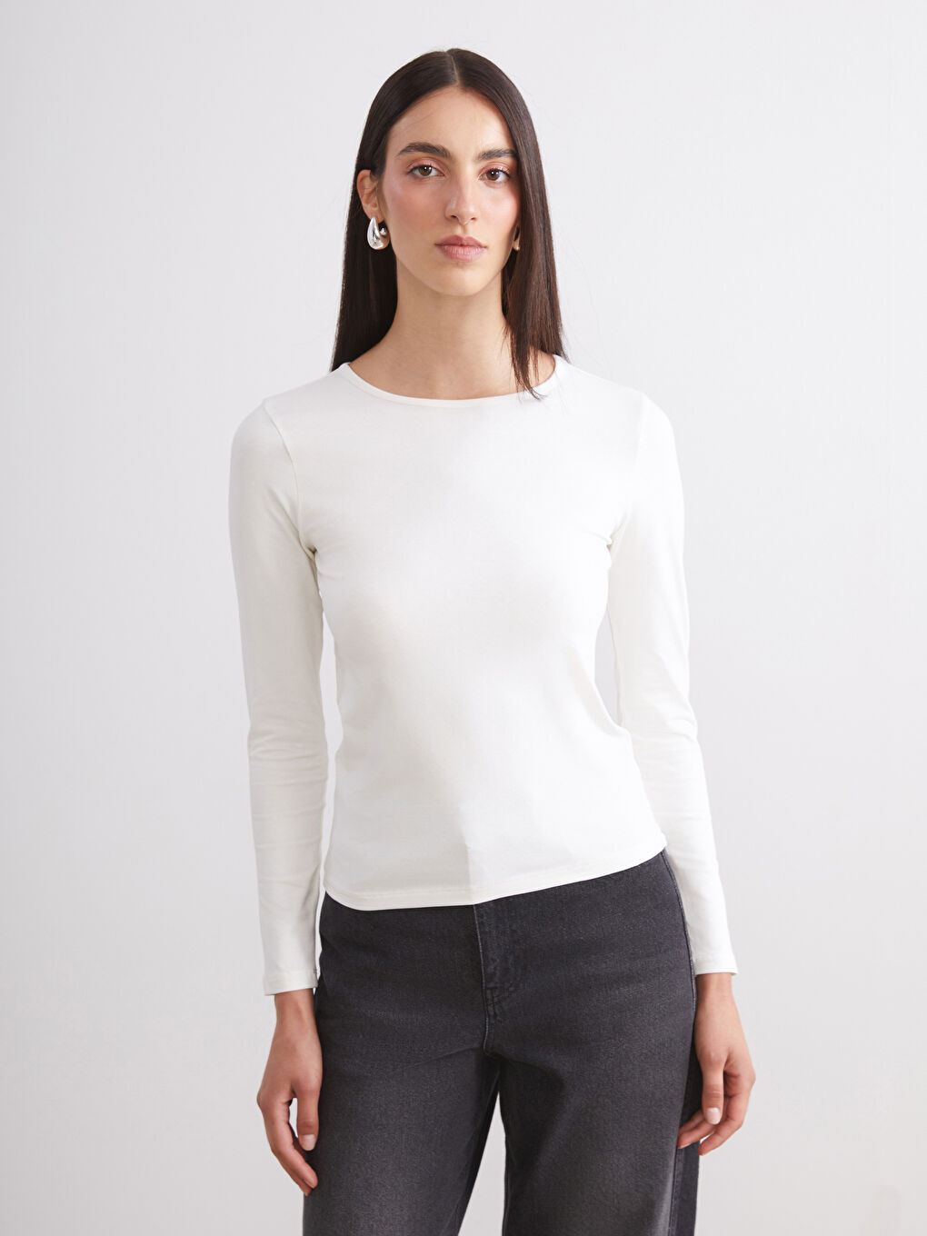 Siyah Bisiklet Yaka Kadın Body 2'li-3