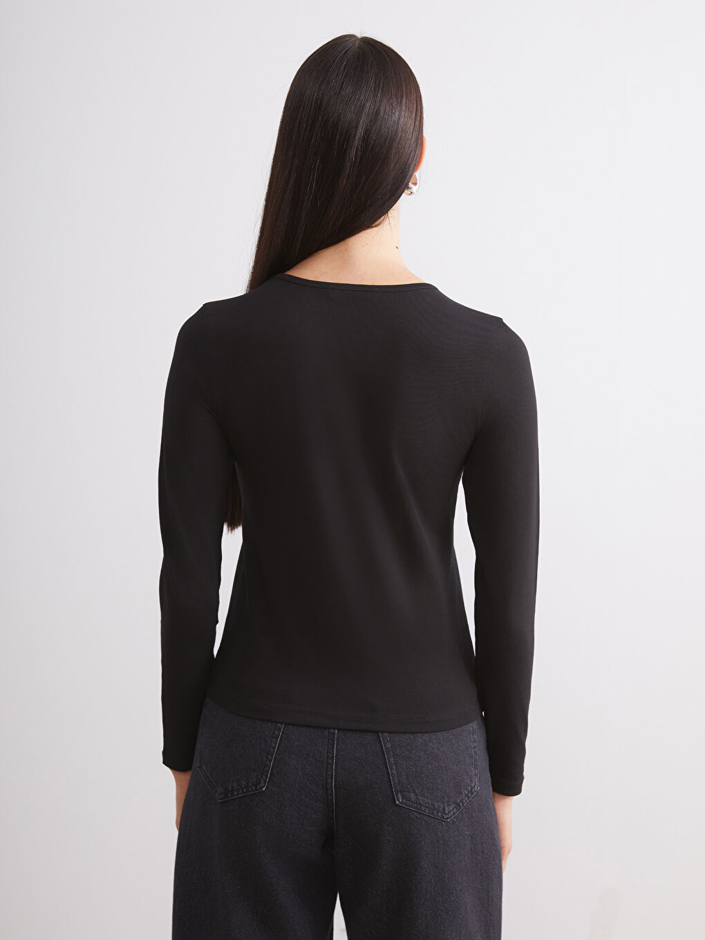 Siyah Bisiklet Yaka Kadın Body 2'li-7