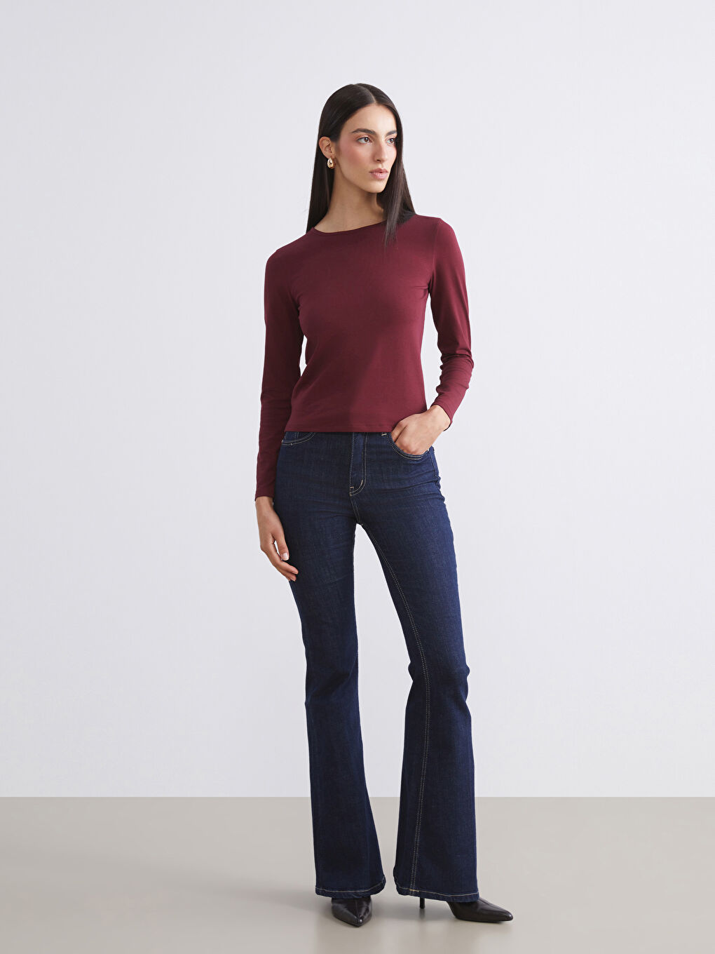 Kahverengi Bisiklet Yaka Kadın Body 2'li-1