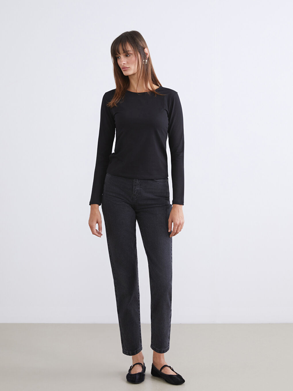 Beyaz Bisiklet Yaka Çizgili Kadın Body 2'li-3