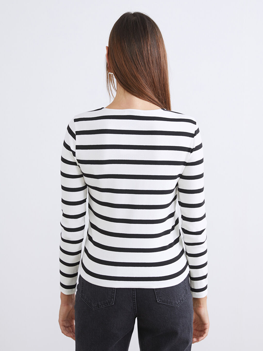 Beyaz Bisiklet Yaka Çizgili Kadın Body 2'li-7