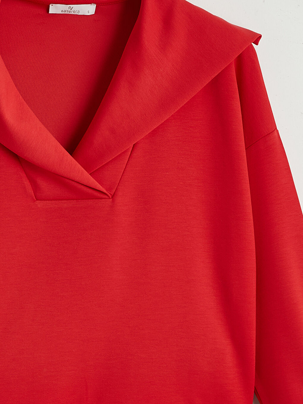 Kırmızı Polo Yaka Bağcıklı Bluz-5