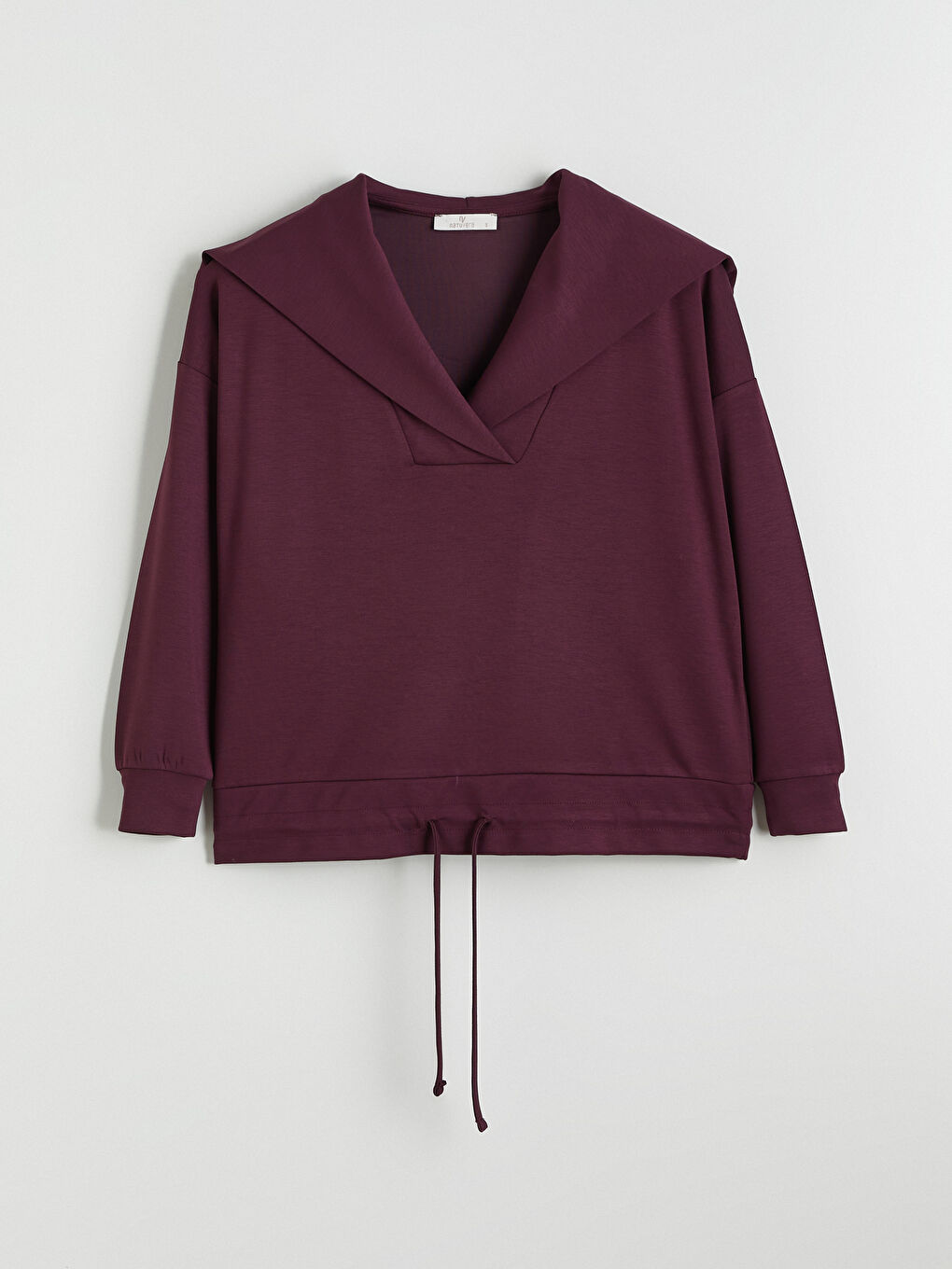 Bordo Şal Yaka Bağcıklı Bluz-4