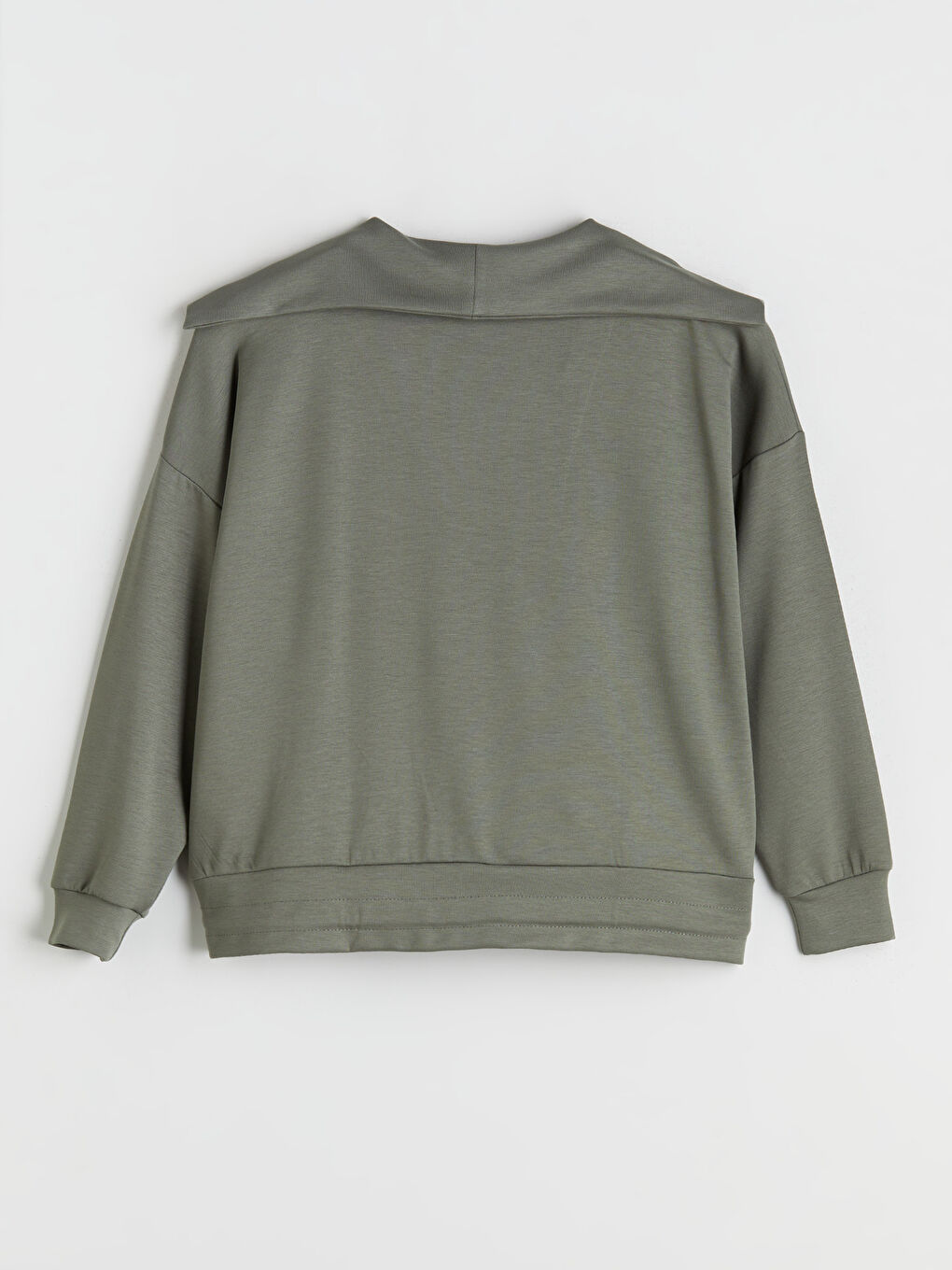 Haki Polo Yaka Bağcıklı Bluz-5