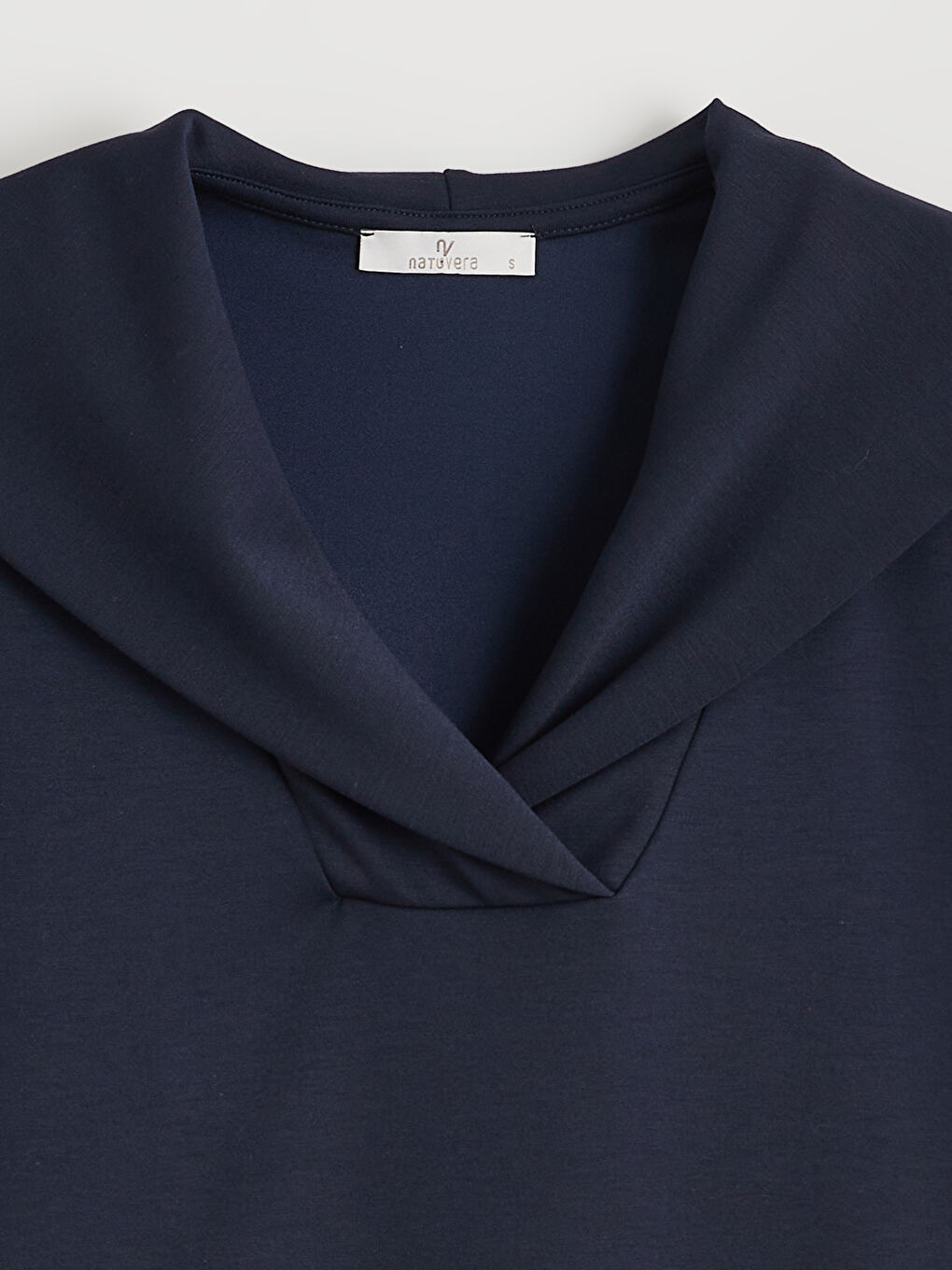 Lacivert Polo Yaka Bağcıklı Bluz-5