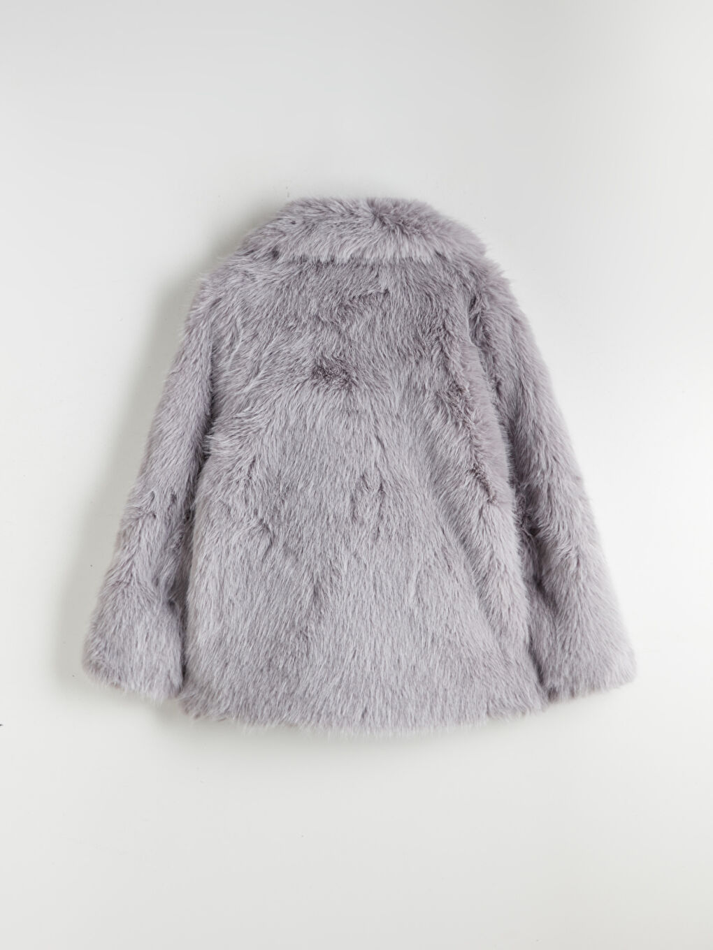 Gri Ceket Yaka Kadın Kürk Mont-6