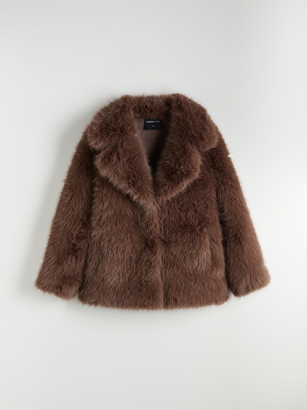Kahverengi Ceket Yaka Kadın Kürk Mont-5