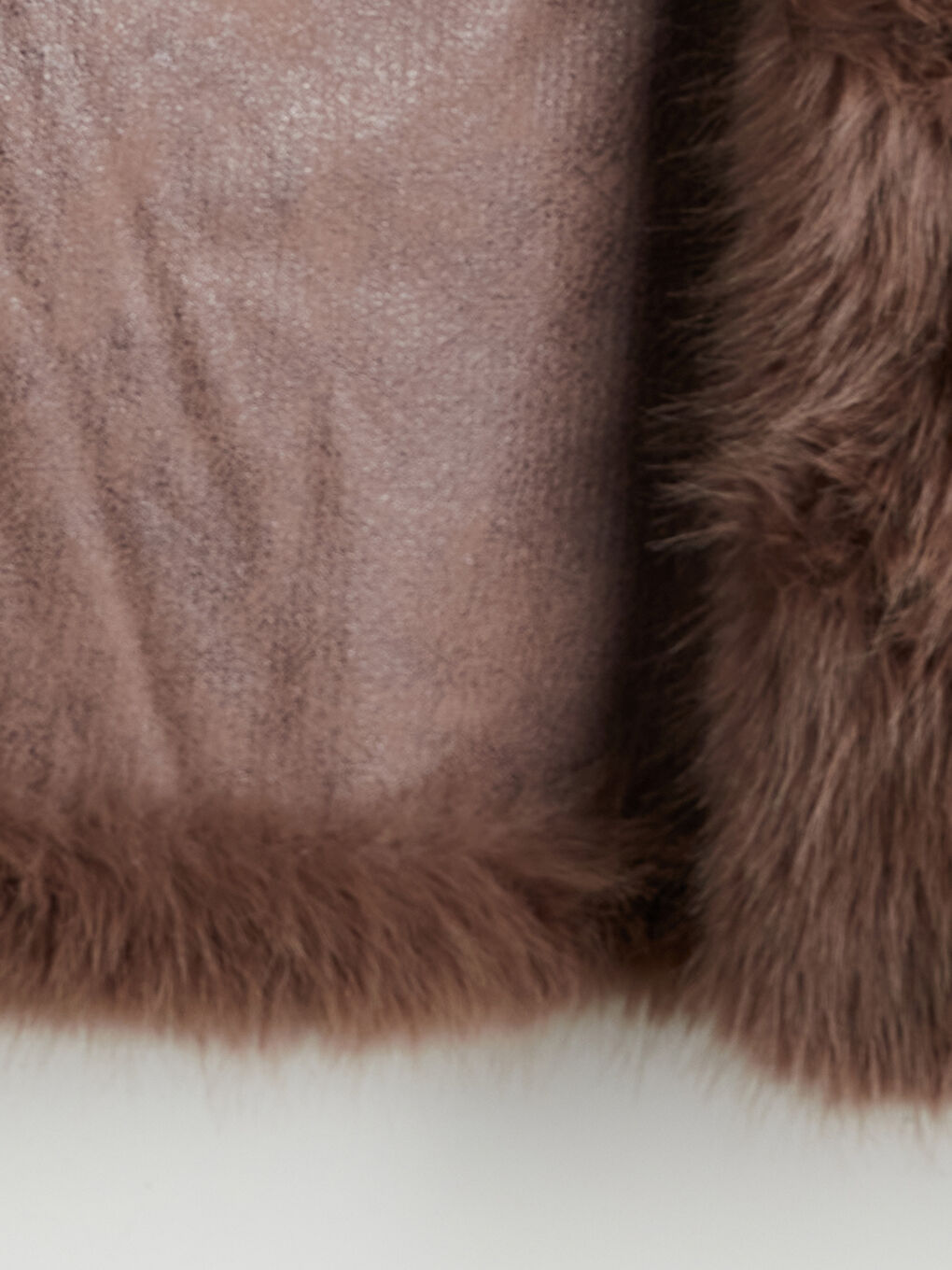 Kahverengi Ceket Yaka Kadın Kürk Mont-7