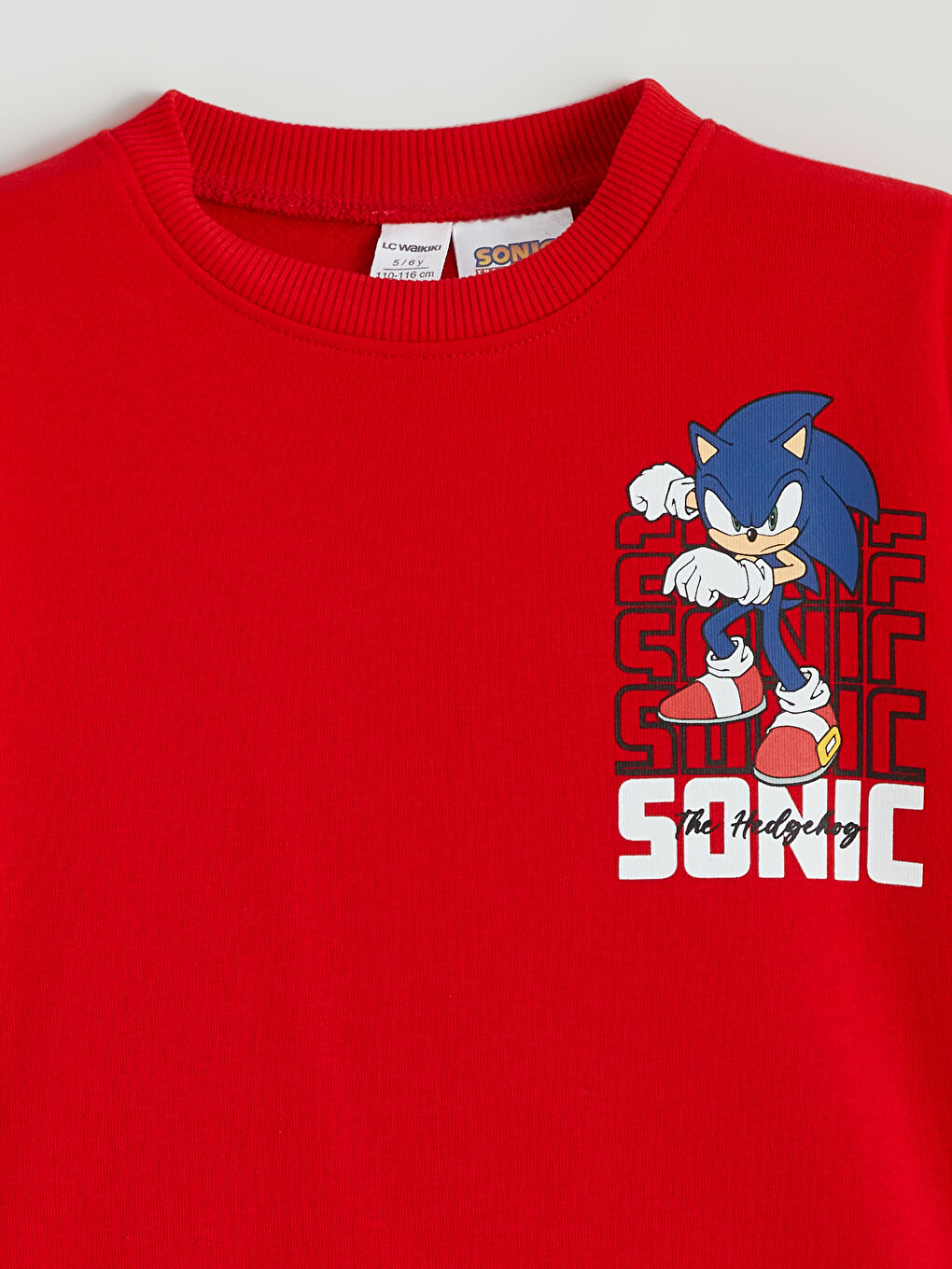 Kırmızı Sonic Baskılı Erkek Çocuk Kalın Sweatshirt-2