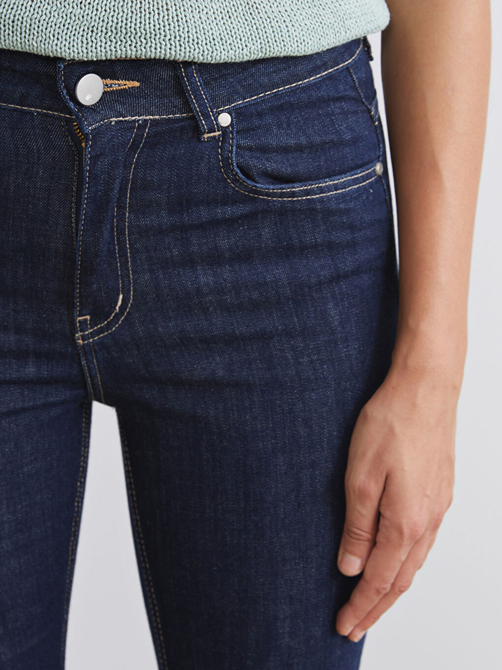 Lacivert Flare Kadın Jean Pantolon-2