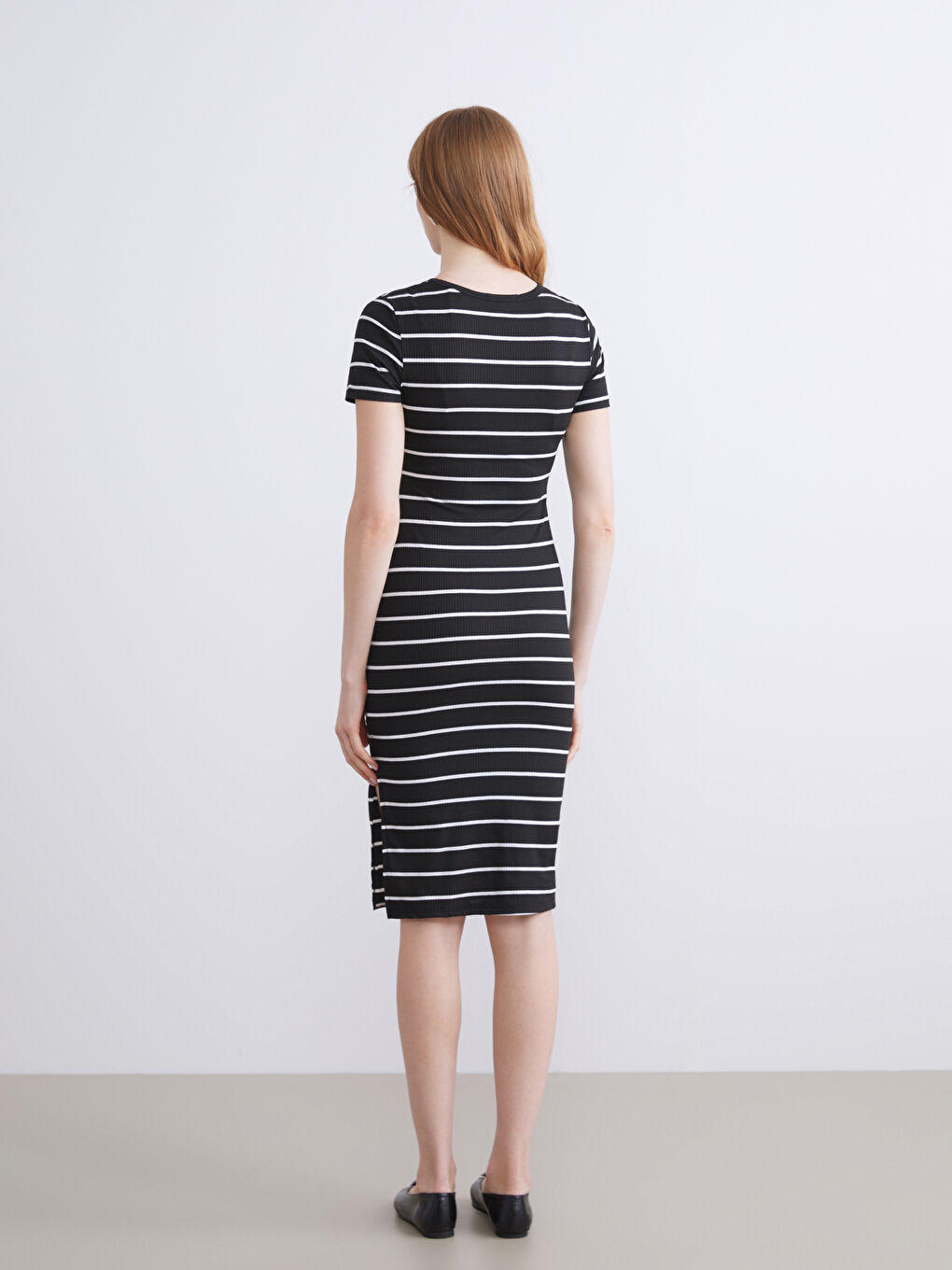 Crew Neck Striped Dress-3