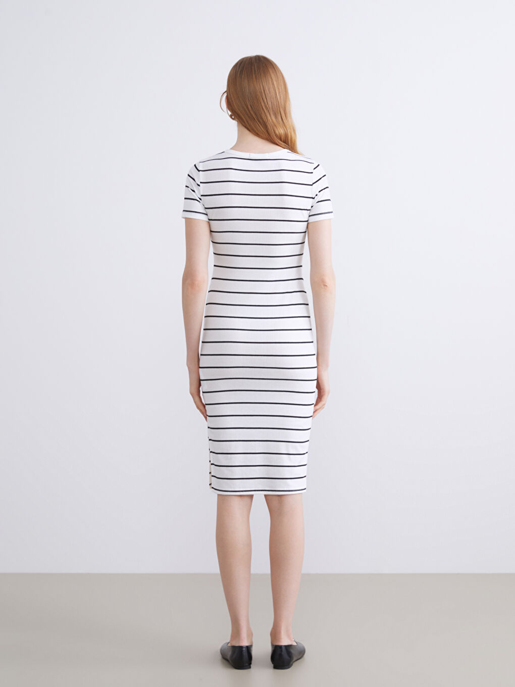 Crew Neck Striped Dress-3