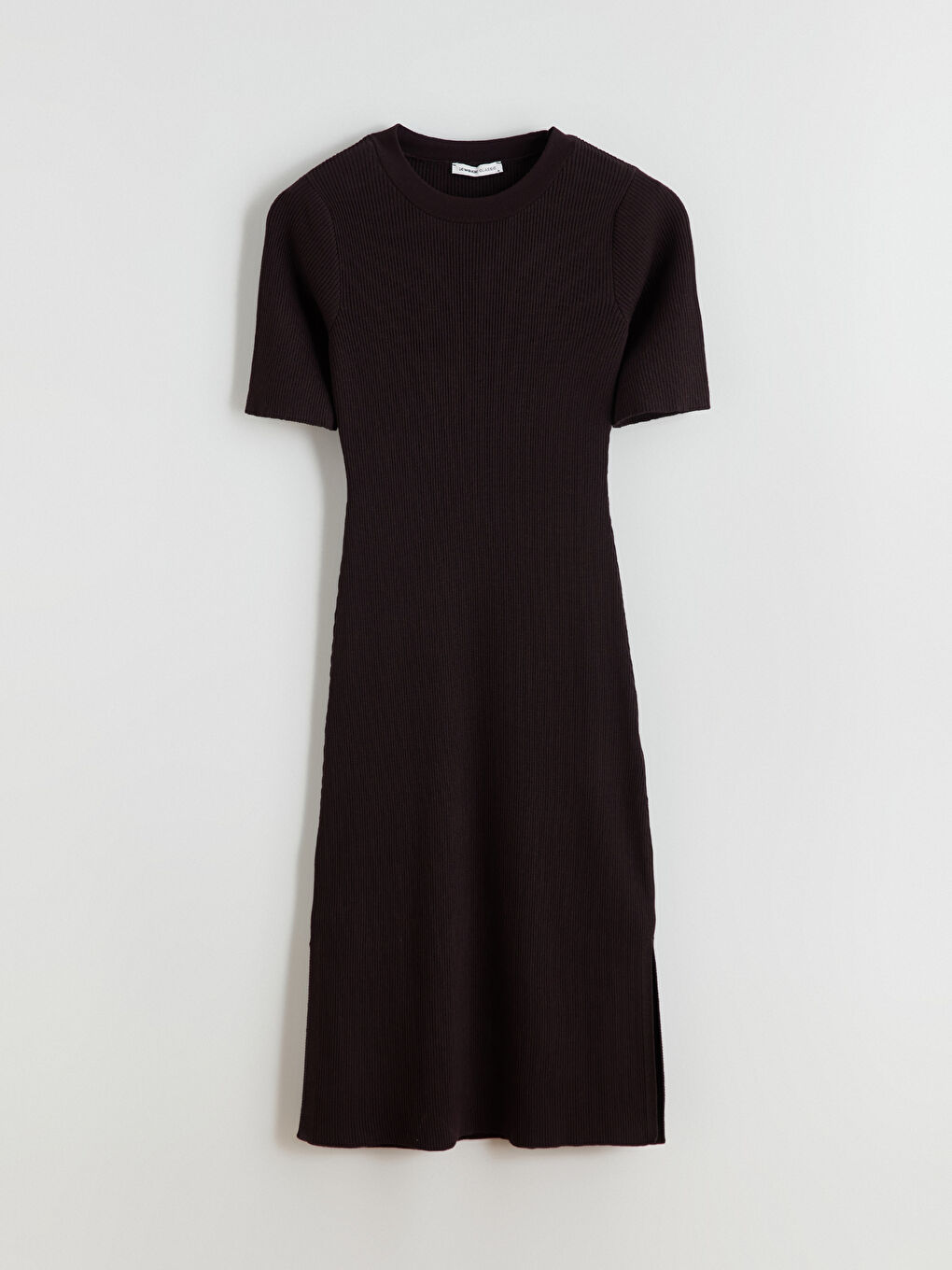 Kahverengi Bisiklet Yaka Triko Elbise-4