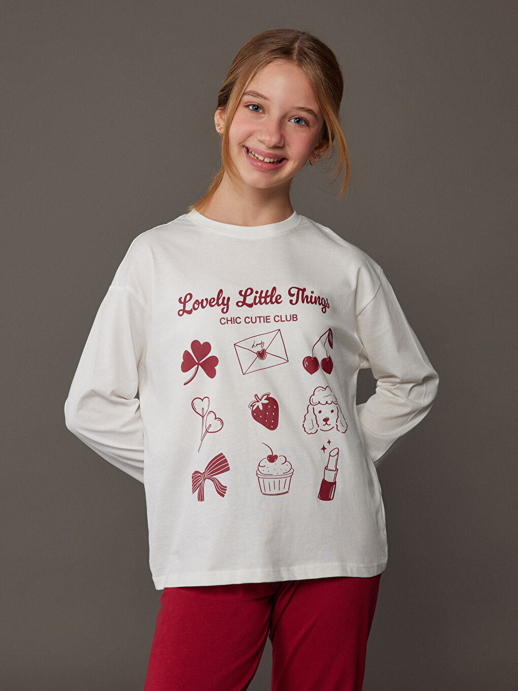 Rundhalsausschnitt Pyjama-Set für Mädchen-1