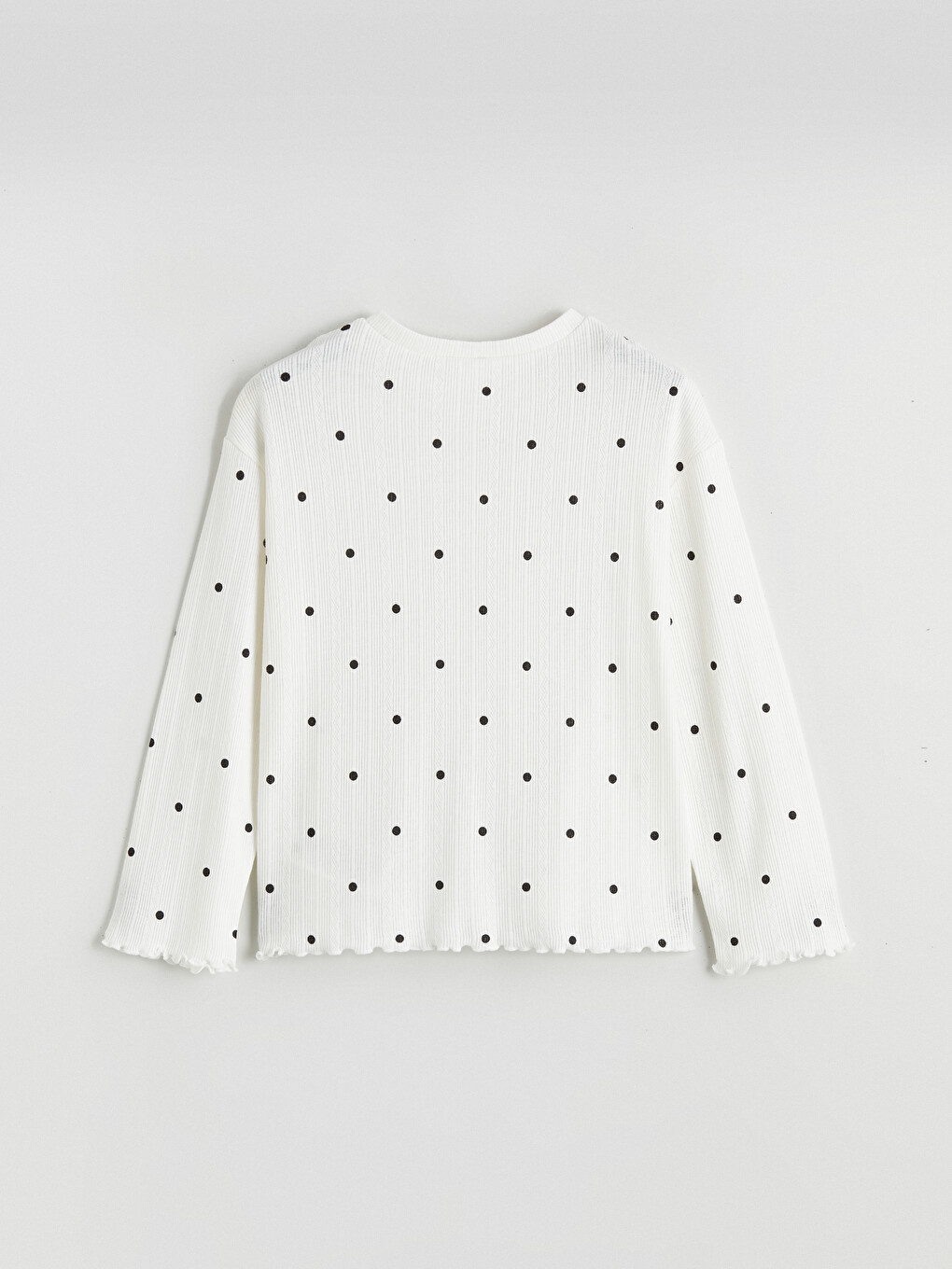 Ekru Puantiyeli Kız Çocuk Pijama Üst-1