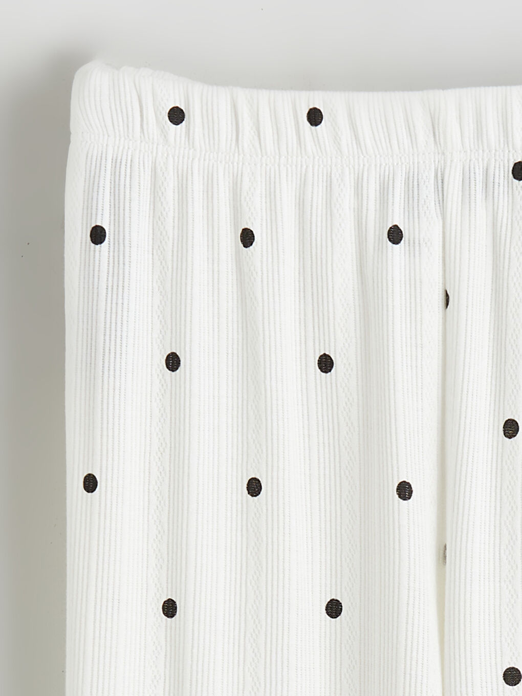 Ekru Beli Lastikli Puantiyeli Kız Çocuk Pijama Alt-2