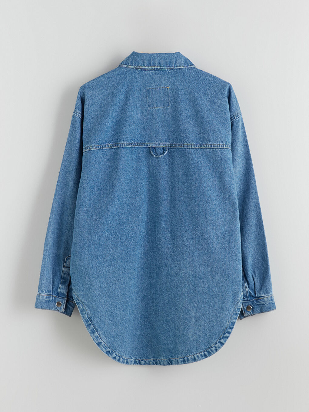 İndigo Gömlek Yaka Kadın Jean Ceket-9