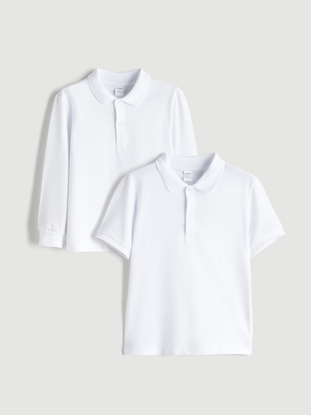 Beyaz Polo Yaka Erkek Çocuk Tişört 2'li