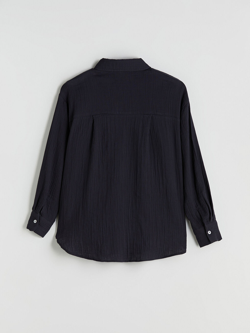 Lacivert Dokulu Oversize Kadın Gömlek-5