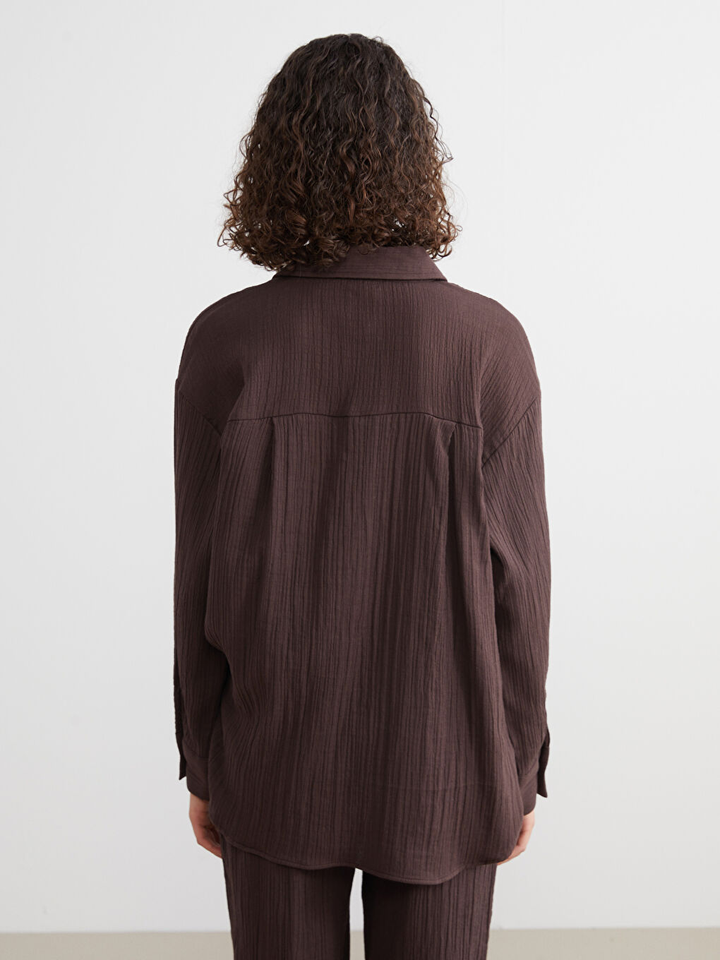 Textured Oversize Women's Shirt-3