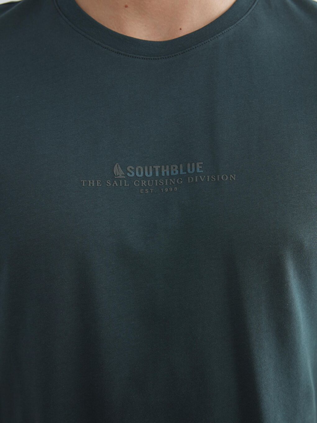 Yeşil Bisiklet Yaka Baskılı Penye Erkek Tişört-2