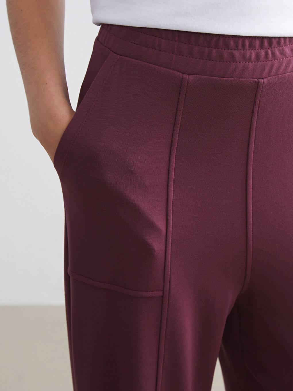 Mürdüm Beli Lastikli Kadın Eşofman Altı-2