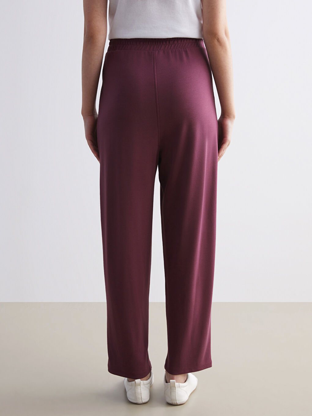 Mürdüm Beli Lastikli Kadın Eşofman Altı-3