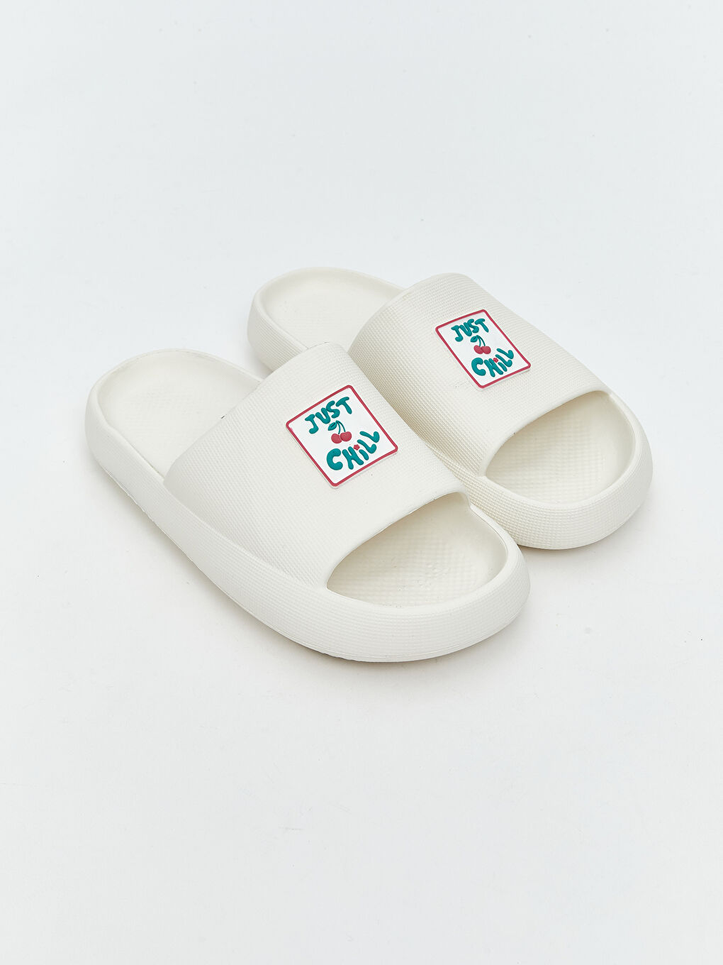 Beyaz Baskılı Tek Bantlı Kadın Terlik