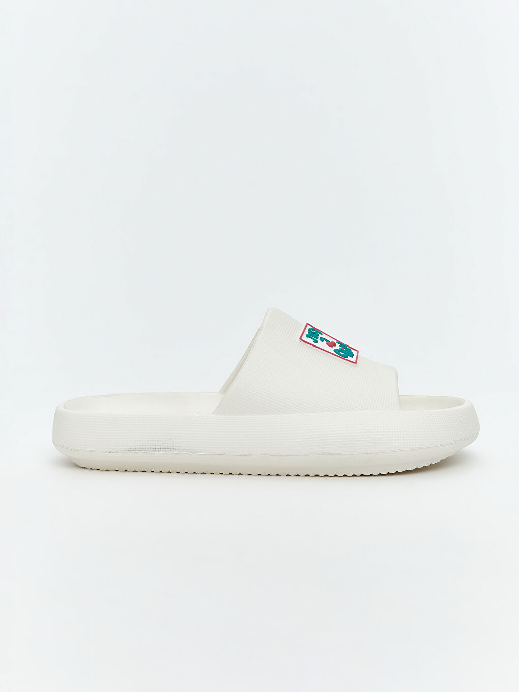 Beyaz Baskılı Tek Bantlı Kadın Terlik-1