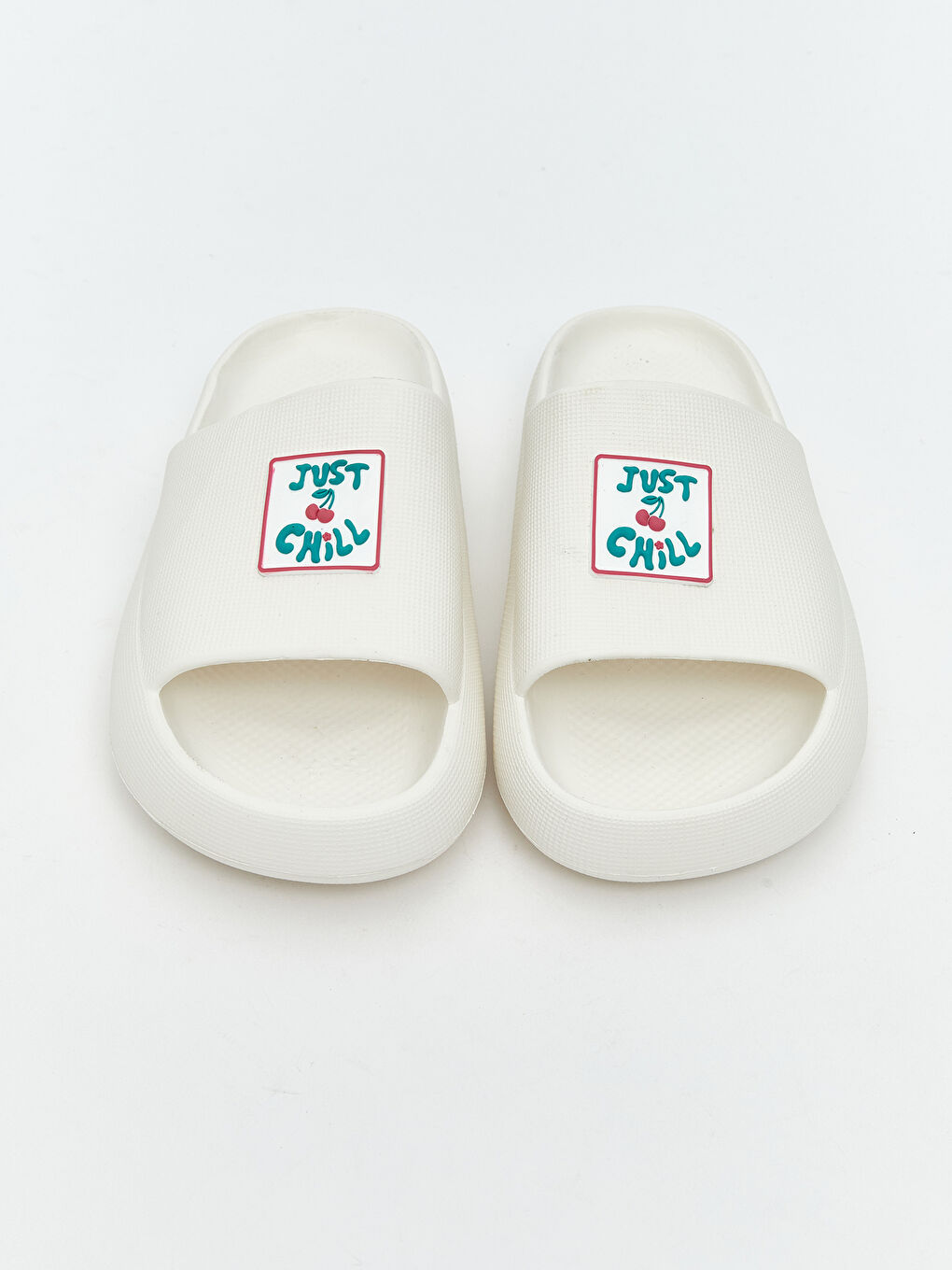 Beyaz Baskılı Tek Bantlı Kadın Terlik-2